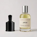 Abslute extrait de parfum by Resemble Perfumes standing beside the designer fragrance that inspired it