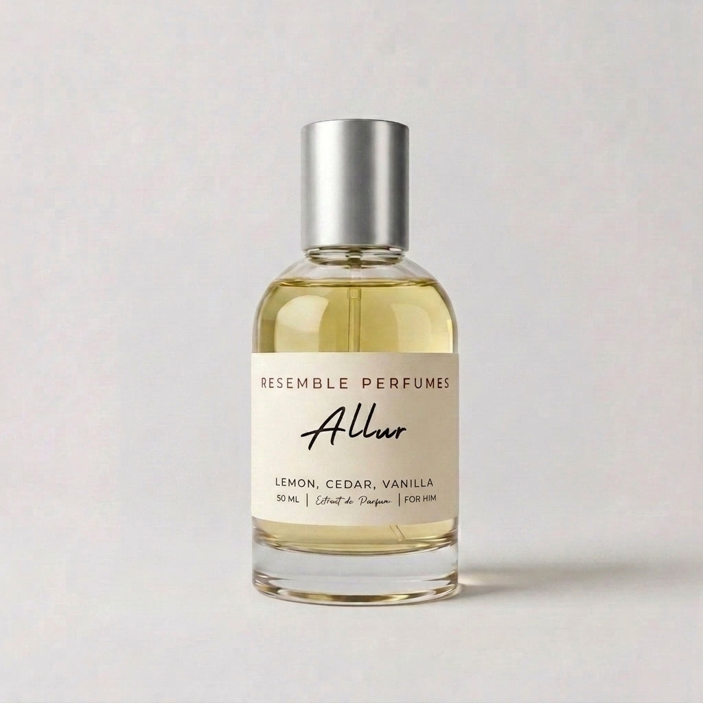 Allur 50 ml extrait de parfum by Resemble Perfumes, a lemon, cedar and vanilla scent for men