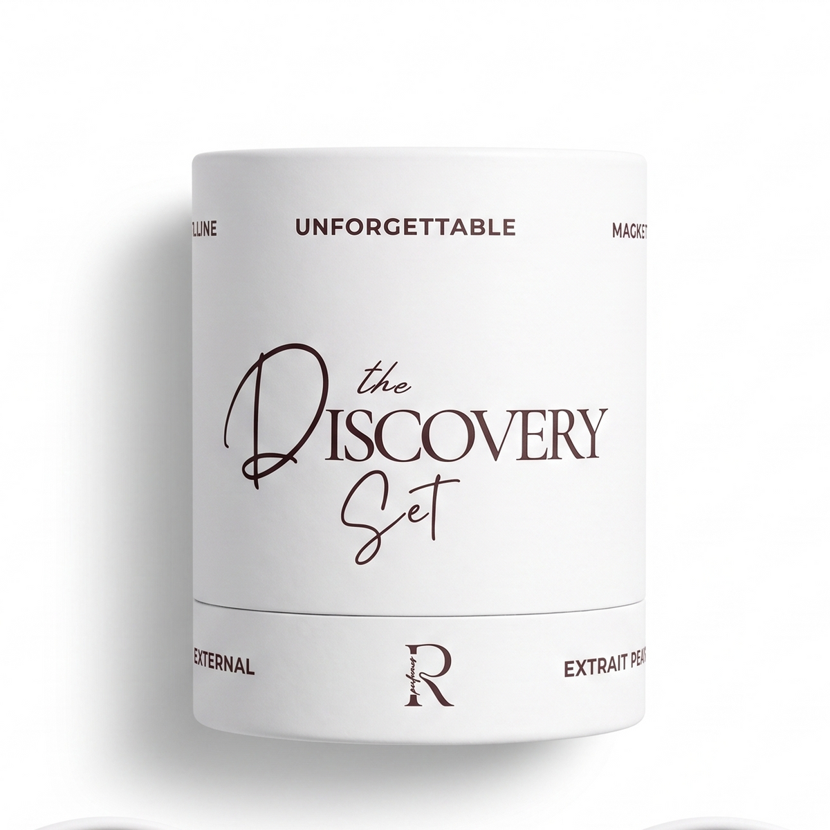 The Discovery Set by Resemble Perfumes, a white cylinder box holding eight 5 ml perfume testers