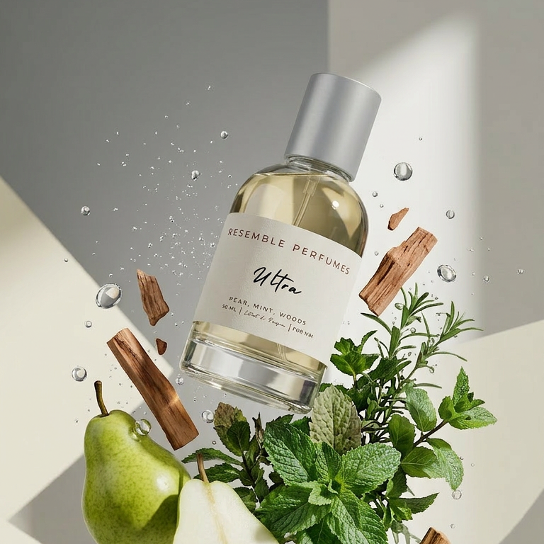 Ultra extrait de parfum by Resemble Perfumes floating among pear, mint and cinnamon