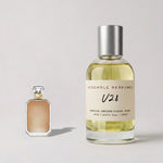 V28 extrait de parfum by Resemble Perfumes beside the fragrance that inspired it
